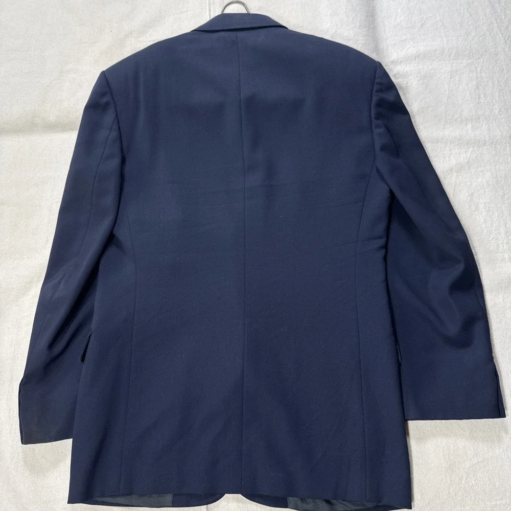 Vtg USA Made Christian Dior 42 Navy Blue Gold Button Blazer Jacket Sport Coat